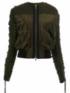 Haider Ackermann Ruched Bomber Jacket, Women's, Size: 38, Green, Cotton/spandex/elastane/rayon/virgin Wool