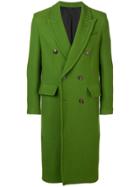 Ami Paris Patched Pockets Double-breasted Long Lined Coat - Green