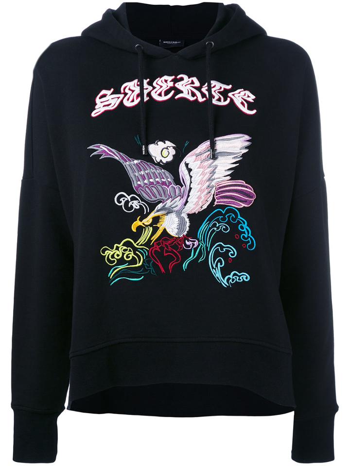 Marcelo Burlon County Of Milan - Embroidered Hoodie - Women - Cotton - Xxs, Black, Cotton