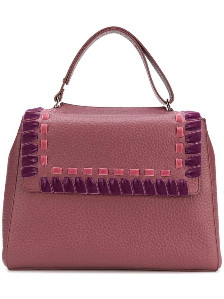 Orciani Ethnic Velvet Detail Tote - Pink & Purple