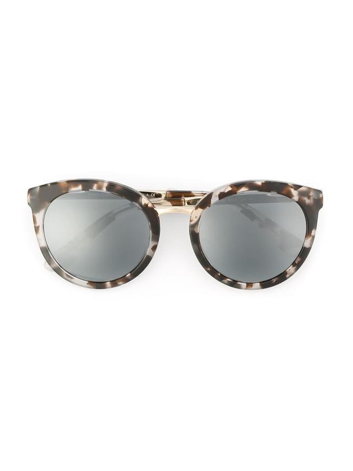 Dolce & Gabbana Printed Oval Frame Sunglasses, Women's, Grey, Acetate