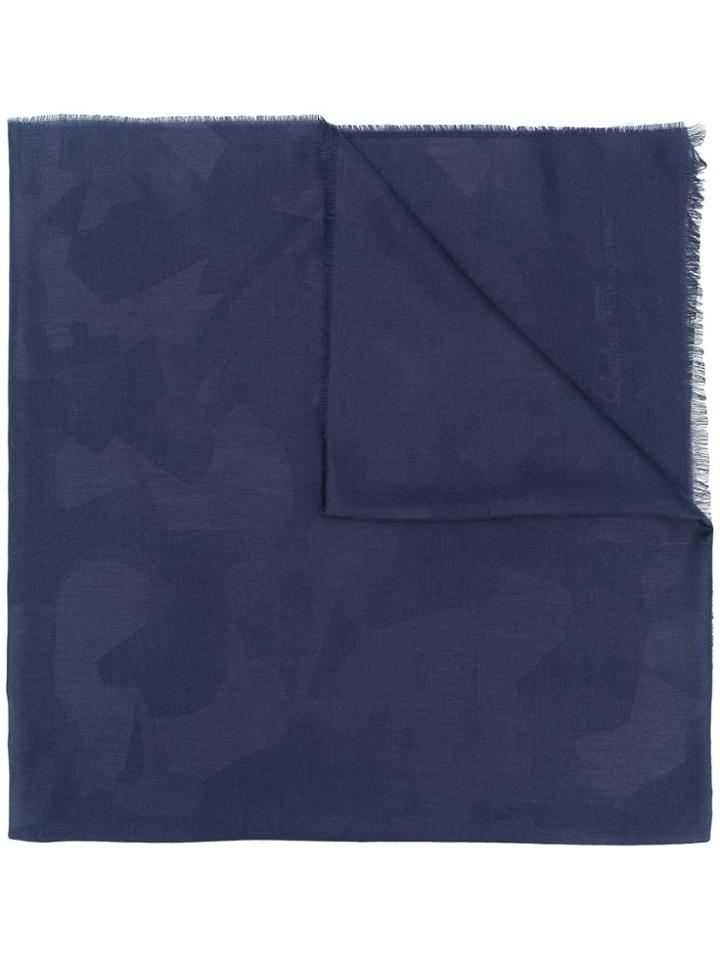 Salvatore Ferragamo Camouflage Print Scarf - Blue