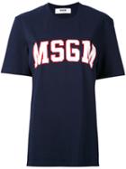 Msgm - Logo Print T-shirt - Women - Cotton - S, Blue, Cotton