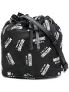 Moschino All Over Logo Bucket Bag - Black