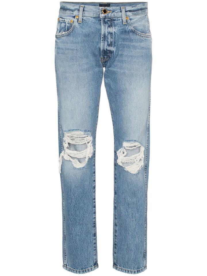 Khaite Kyle Low Rise Distressed Jeans - Blue
