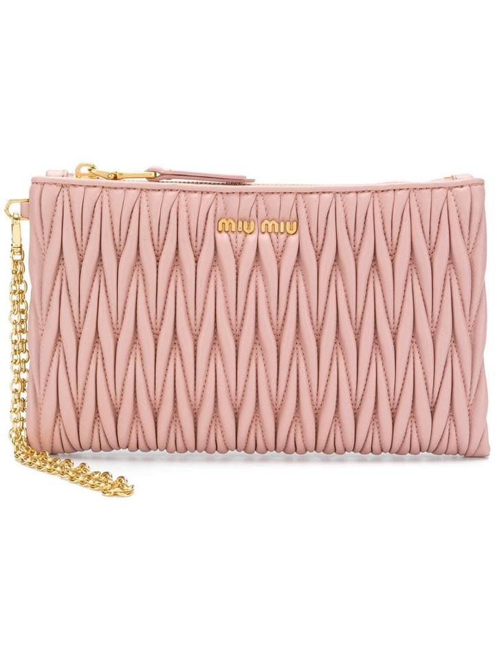 Miu Miu Quilted Top Zip Wallet - Pink