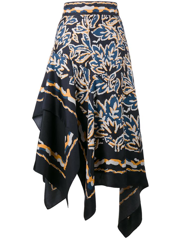 Peter Pilotto Silk Scarf Asymmetrical Skirt - Blue