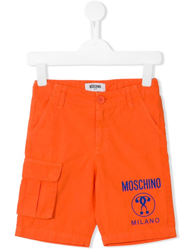 Moschino Kids Logo Cargo Shorts, Toddler Boy's, Size: 4 Yrs, Yellow/orange