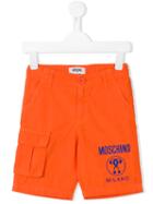 Moschino Kids Logo Cargo Shorts, Toddler Boy's, Size: 4 Yrs, Yellow/orange