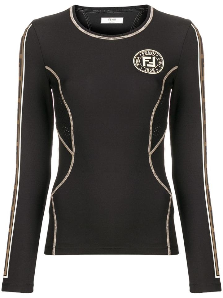 Fendi Logo Printed Top - Black