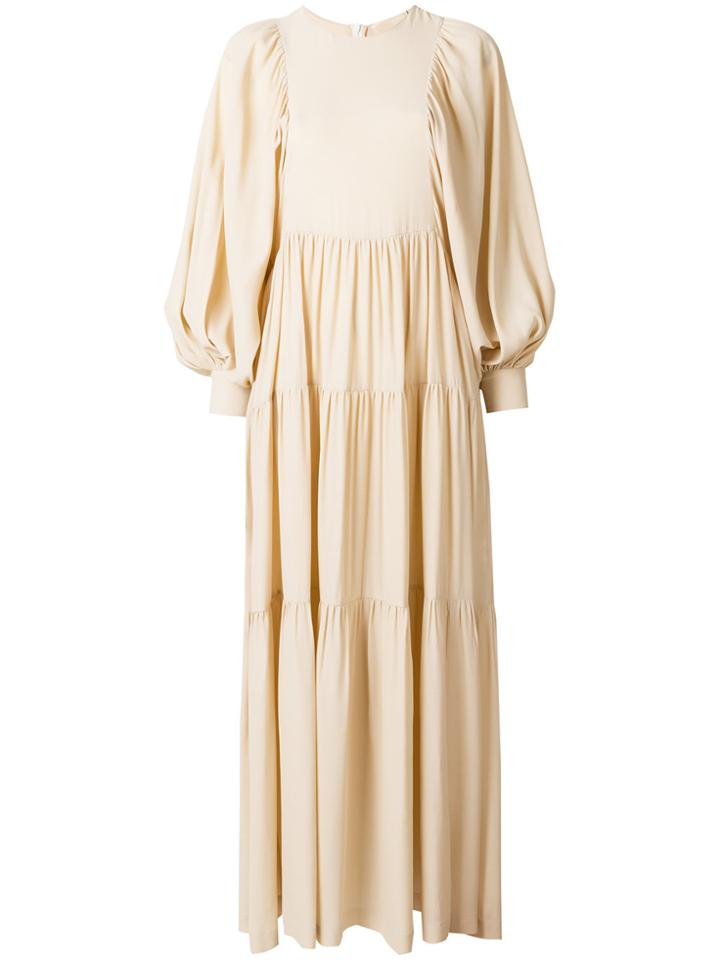 Erika Cavallini Pleated Maxi Dress - Nude & Neutrals