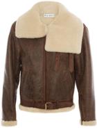 Jw Anderson Shearling Jacket With Oversized Collar - Brown