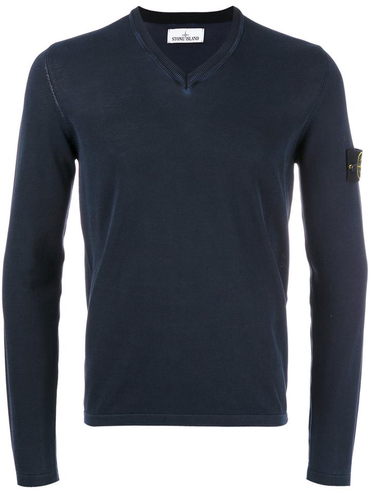 Stone Island Logo Patch Jumper, Men's, Size: Xxl, Blue, Cotton