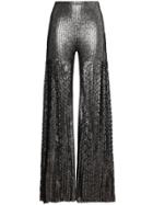 Huishan Zhang Flared Trousers With Lace Inserts - Metallic