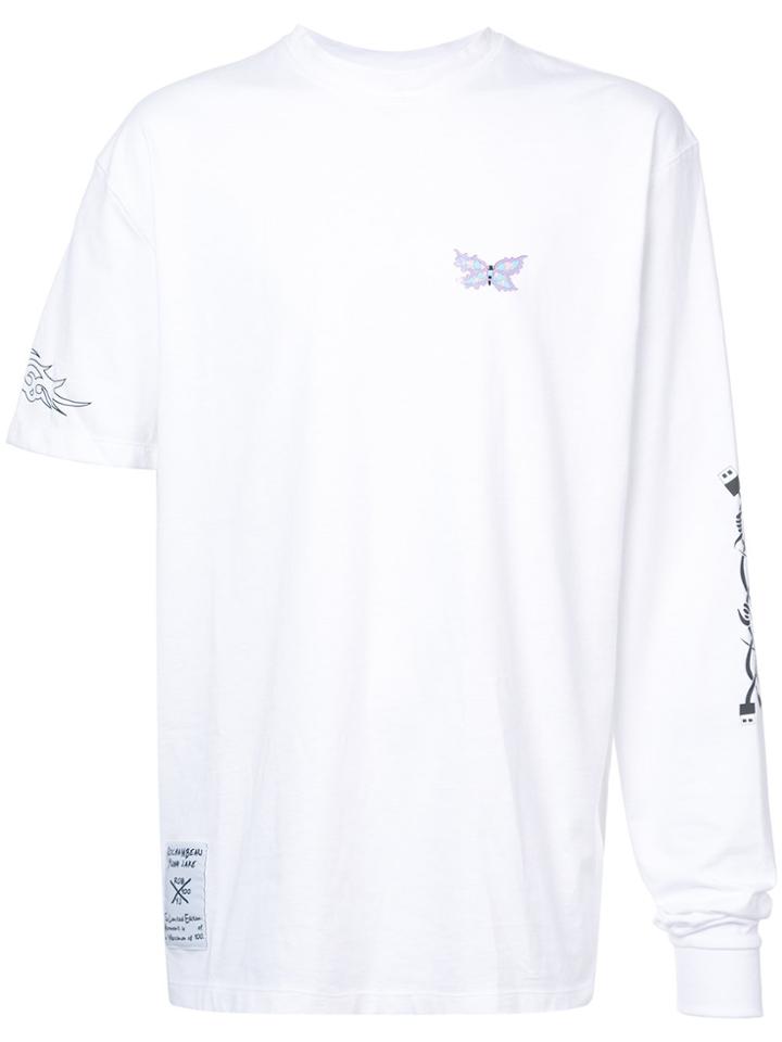 Rochambeau Butterfly Asymmetrical Sleeve T-shirt - White