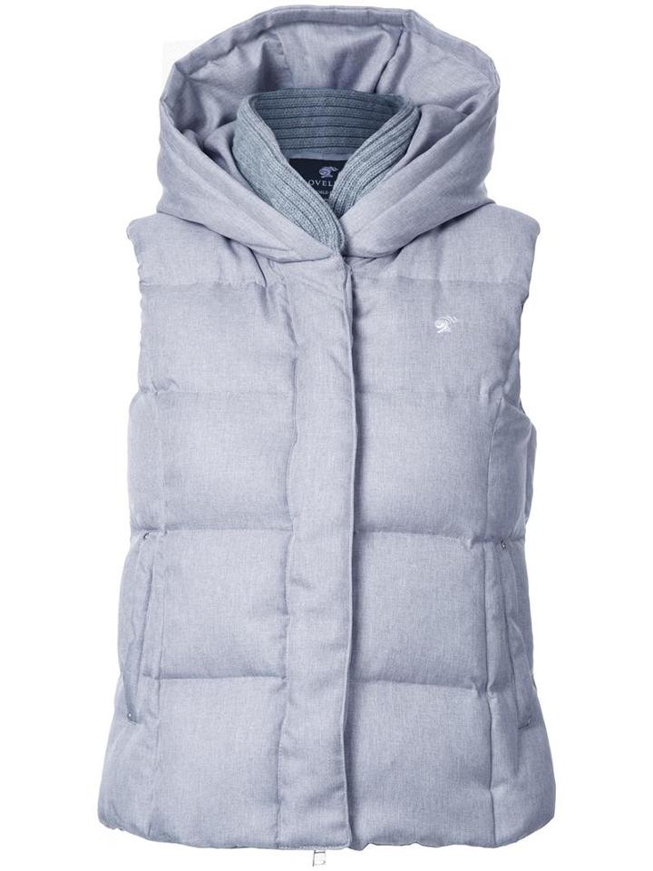 Loveless Padded Hooded Gilet, Women's, Size: 36, Grey, Polyester