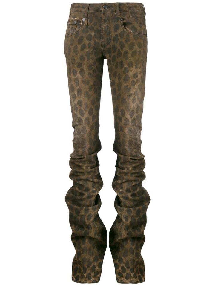 R13 Leopard Print Gathered Skinny Trousers - Brown