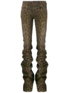 R13 Leopard Print Gathered Skinny Trousers - Brown