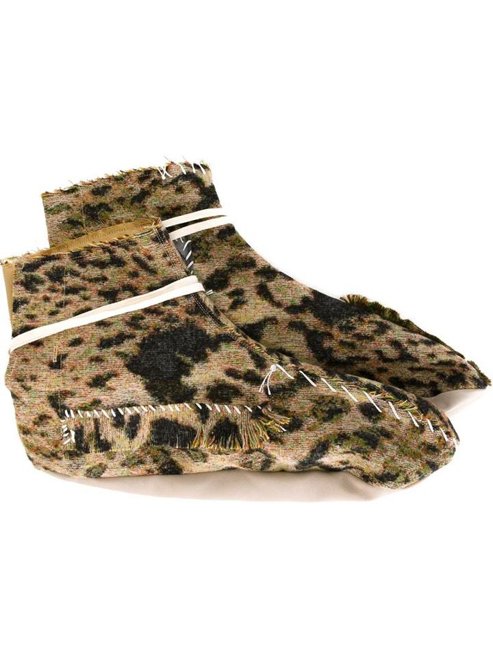 Heikki Salonen Patch Leopard Print Bootie Slippers