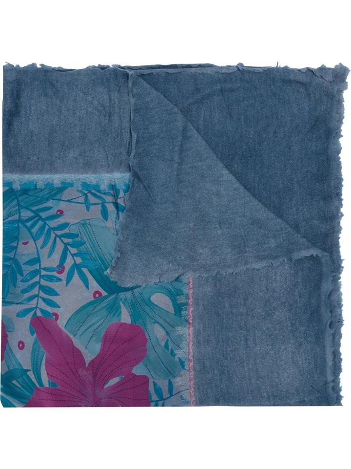 Avant Toi Printed Denim Scarf - Blue