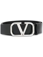 Valentino V Logo Buckle Belt - Black
