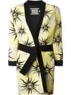 Fausto Puglisi Sun Print Belted Coat, Women's, Size: 42, Black, Acetate/silk/silk