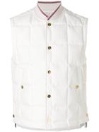 Thom Browne Downfilled Button Front Vest In Solid Nylon Tech -