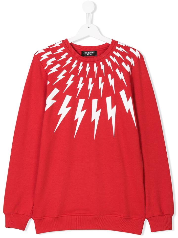 Neil Barrett Kids Teen Lightning Bolt Sweatshirt - Red