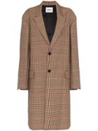 Ambush Single-breasted Check Coat - Brown