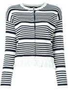 Twin-set Striped Ruffle Cardigan, Women's, Size: Large, White, Cotton/polyester