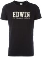 Edwin Logo Print T-shirt, Men's, Size: Large, Black, Cotton