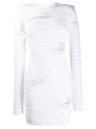 Balmain Distressed Knit Dress - White