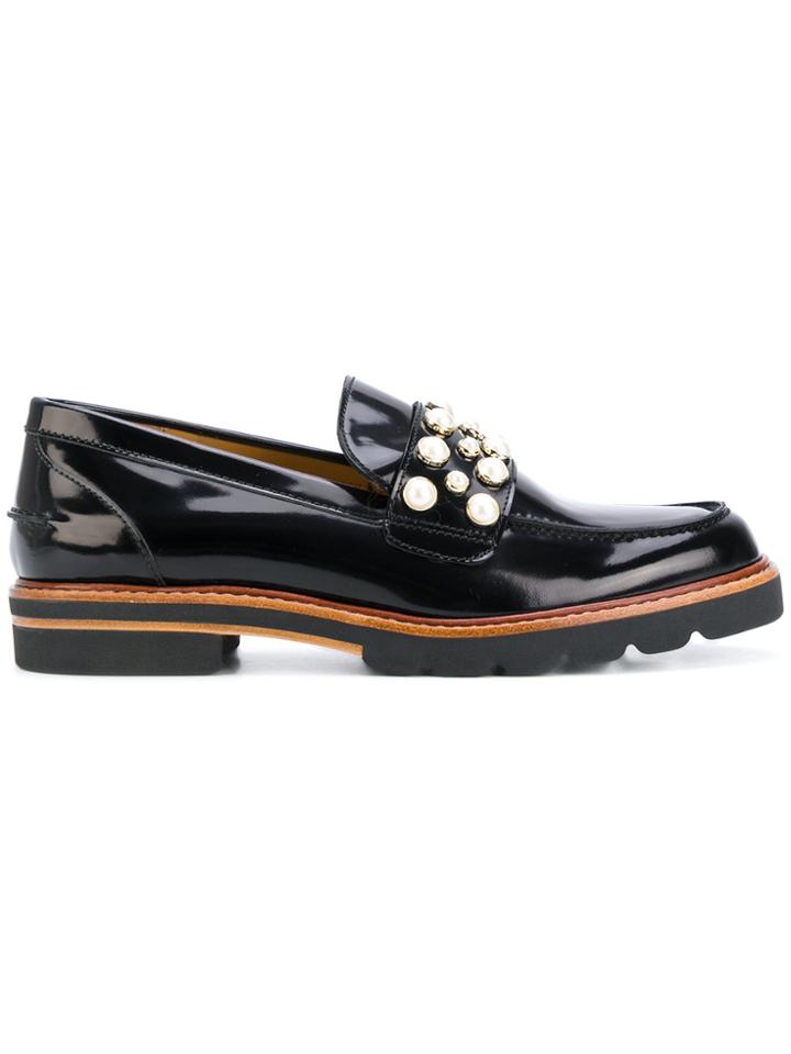 Stuart Weitzman Pearl Mirror Jet Loafers - Black