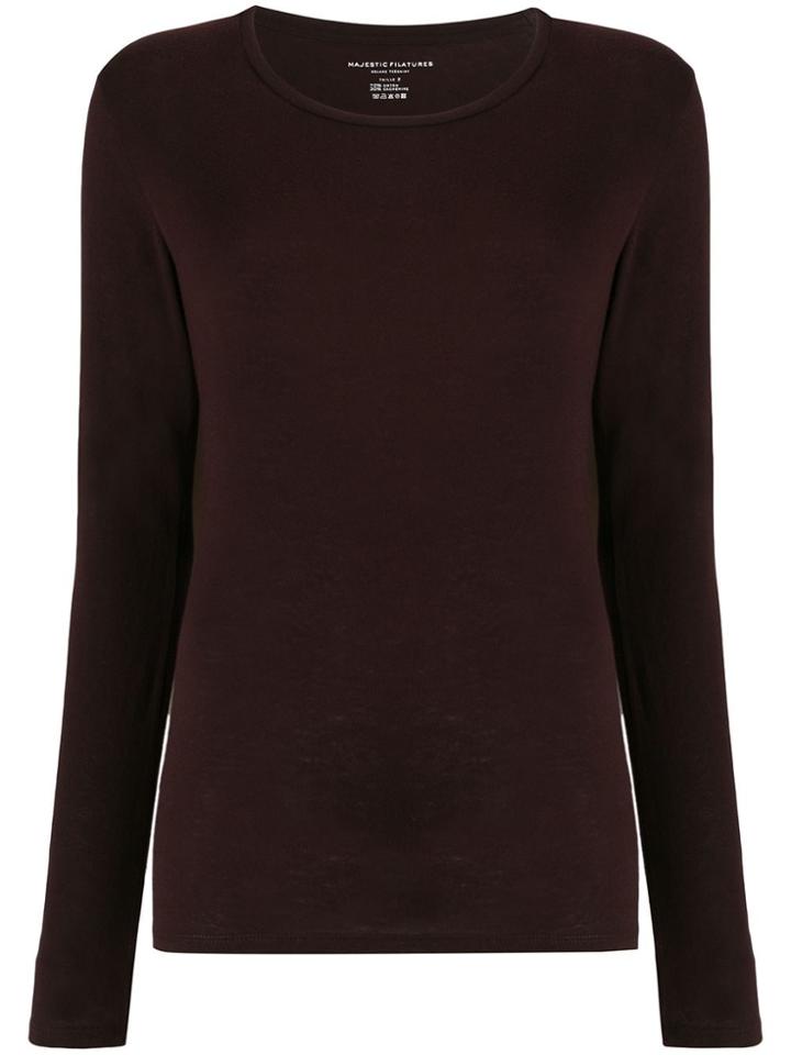 Majestic Filatures Scoop Neck Knitted Top - Brown