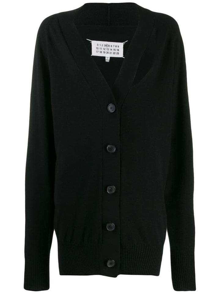Maison Margiela Cut-out Cashmere Cardigan - Black