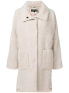 Luisa Cerano Furry Oversized Coat - Nude & Neutrals