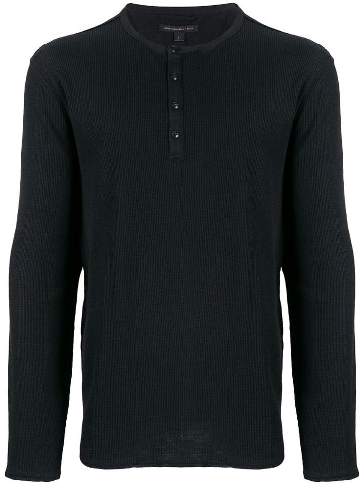 John Varvatos Star Usa Buttoned Crew Neck Sweatshirt - Black