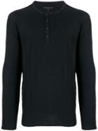 John Varvatos Star Usa Buttoned Crew Neck Sweatshirt - Black