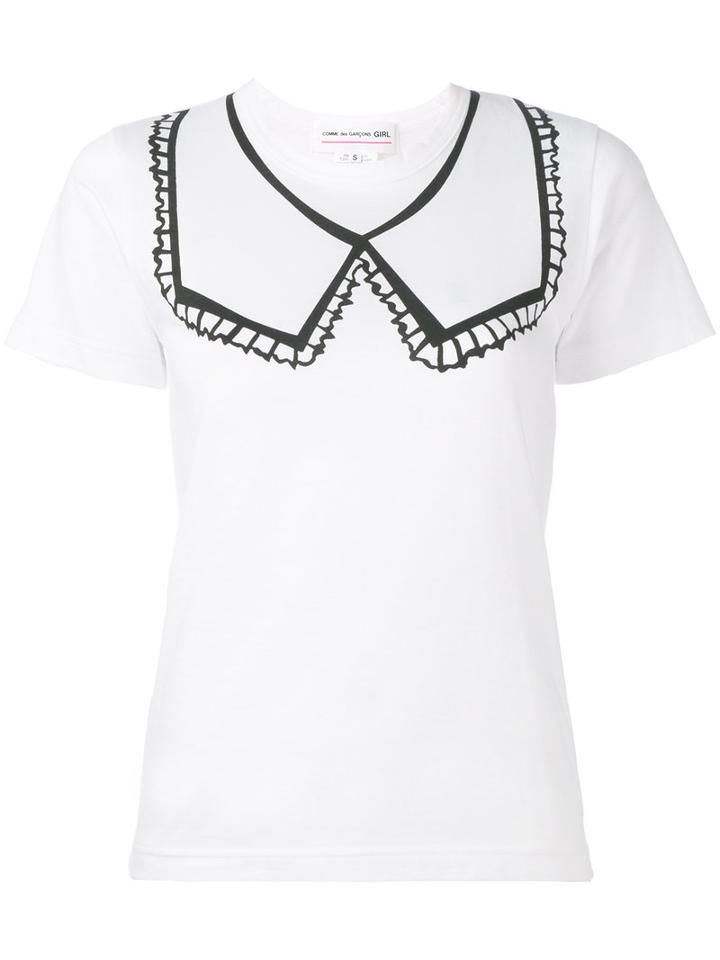 Comme Des Garçons Girl - Collar Print T-shirt - Women - Cotton - Xs, White, Cotton