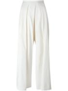 Isabel Benenato Pleated Cropped Trousers, Women's, Size: 40, White, Spandex/elastane/viscose/wool
