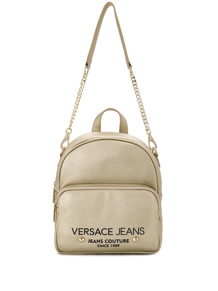 Versace Jeans Logo Zipped Backpack - Gold
