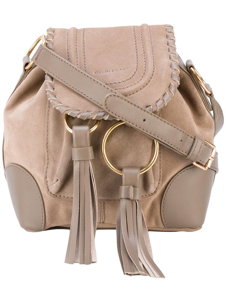 See By Chloé - Polly Shoulder Bag - Women - Cotton/calf Suede - One Size, Grey, Cotton/calf Suede