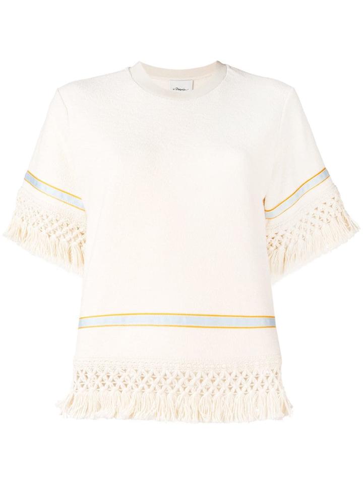 3.1 Phillip Lim Macrame Fringe Top - White
