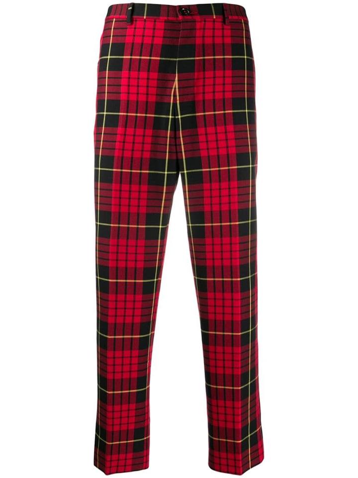 Cobra S.c. Plaid Straight Leg Trousers - Red