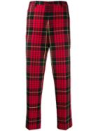 Cobra S.c. Plaid Straight Leg Trousers - Red