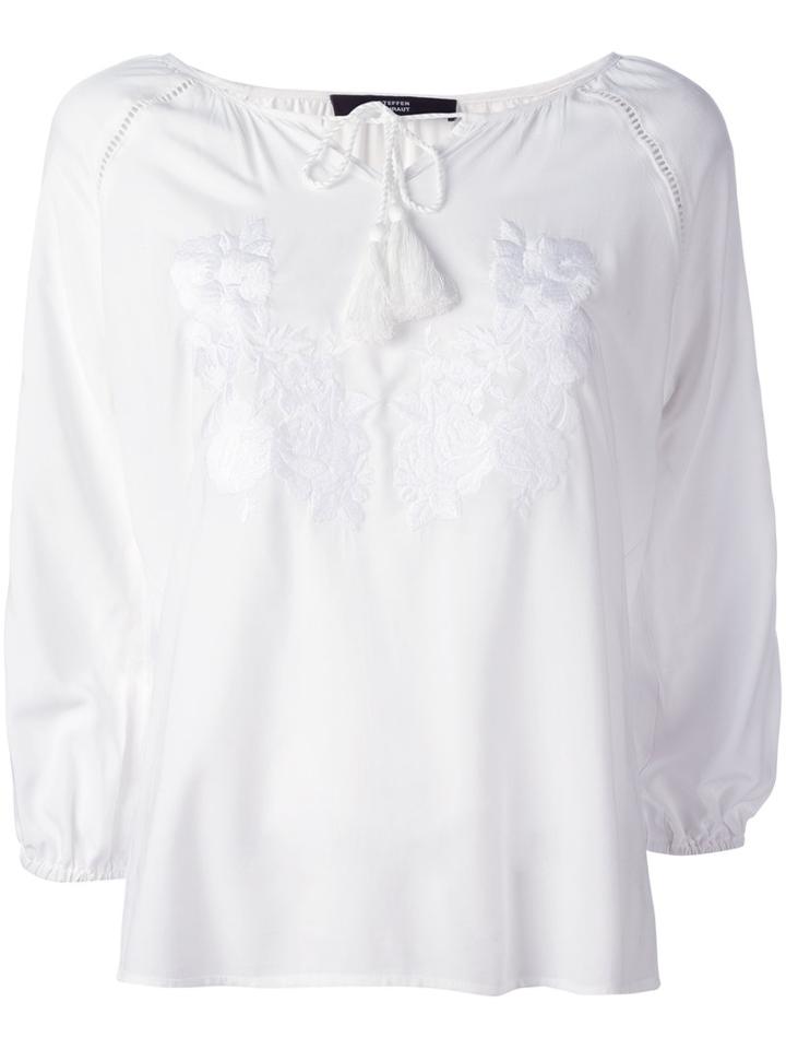 Steffen Schraut Floral Embroidery Blouse, Women's, Size: 38, White, Viscose