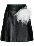 Christopher Kane Foil Leather Mini Skirt - Black