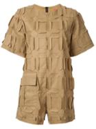 Manning Cartell Shortsleeved Appliqué Playsuit, Women's, Size: 6, Brown, Cotton