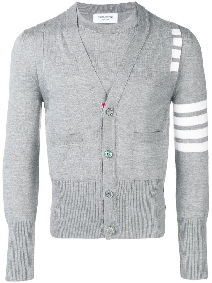 Thom Browne 4-bar 2-in-1 Merino Pullover Vest - Grey