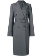 Prada Double-breasted Belted Coat - Grey